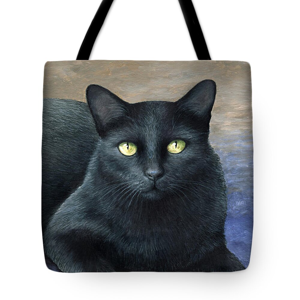 Cat Tote Bag featuring the painting Cat 621 by Lucie Dumas
