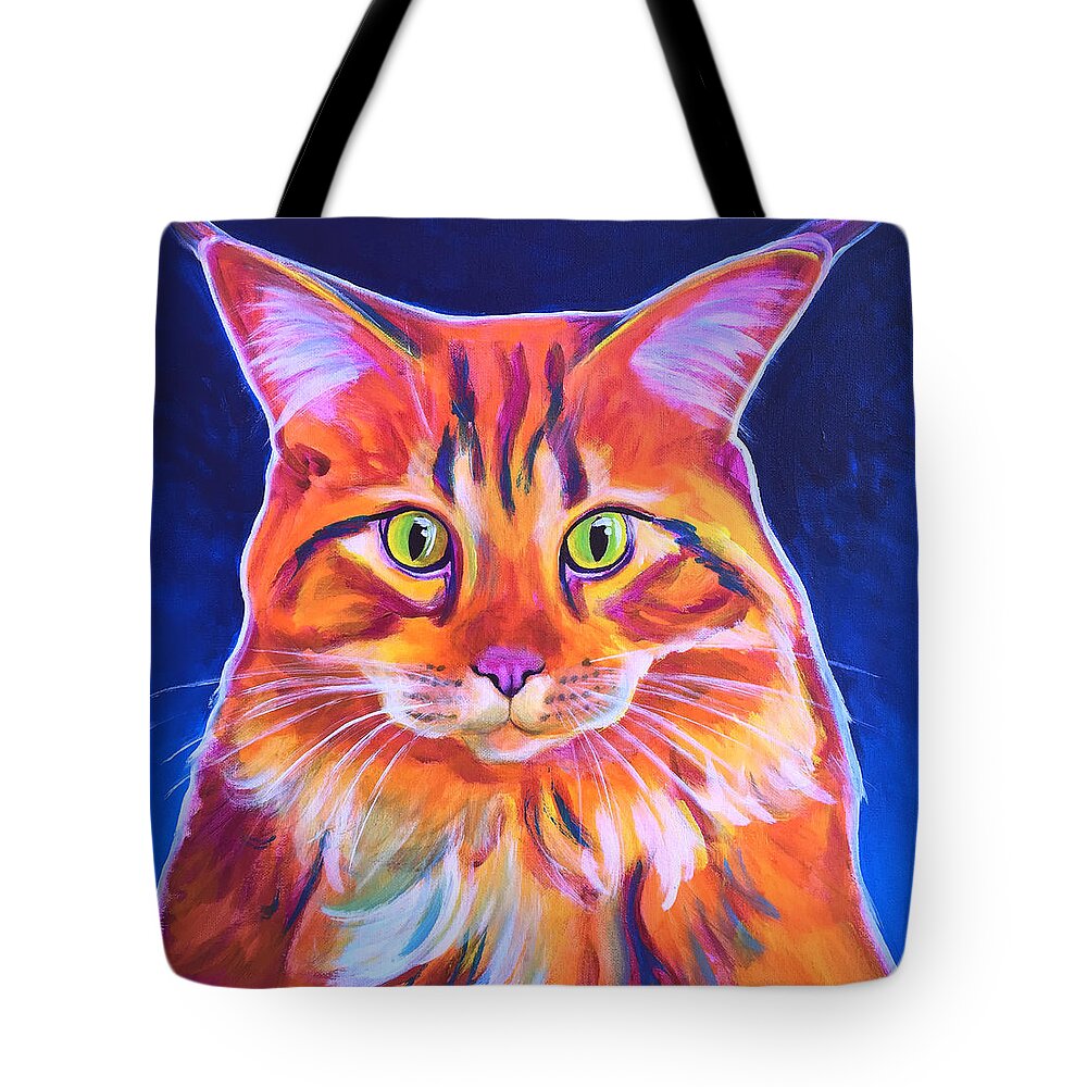 Maine Coon Tote Bag featuring the painting Cat - Cosmo by Dawg Painter
