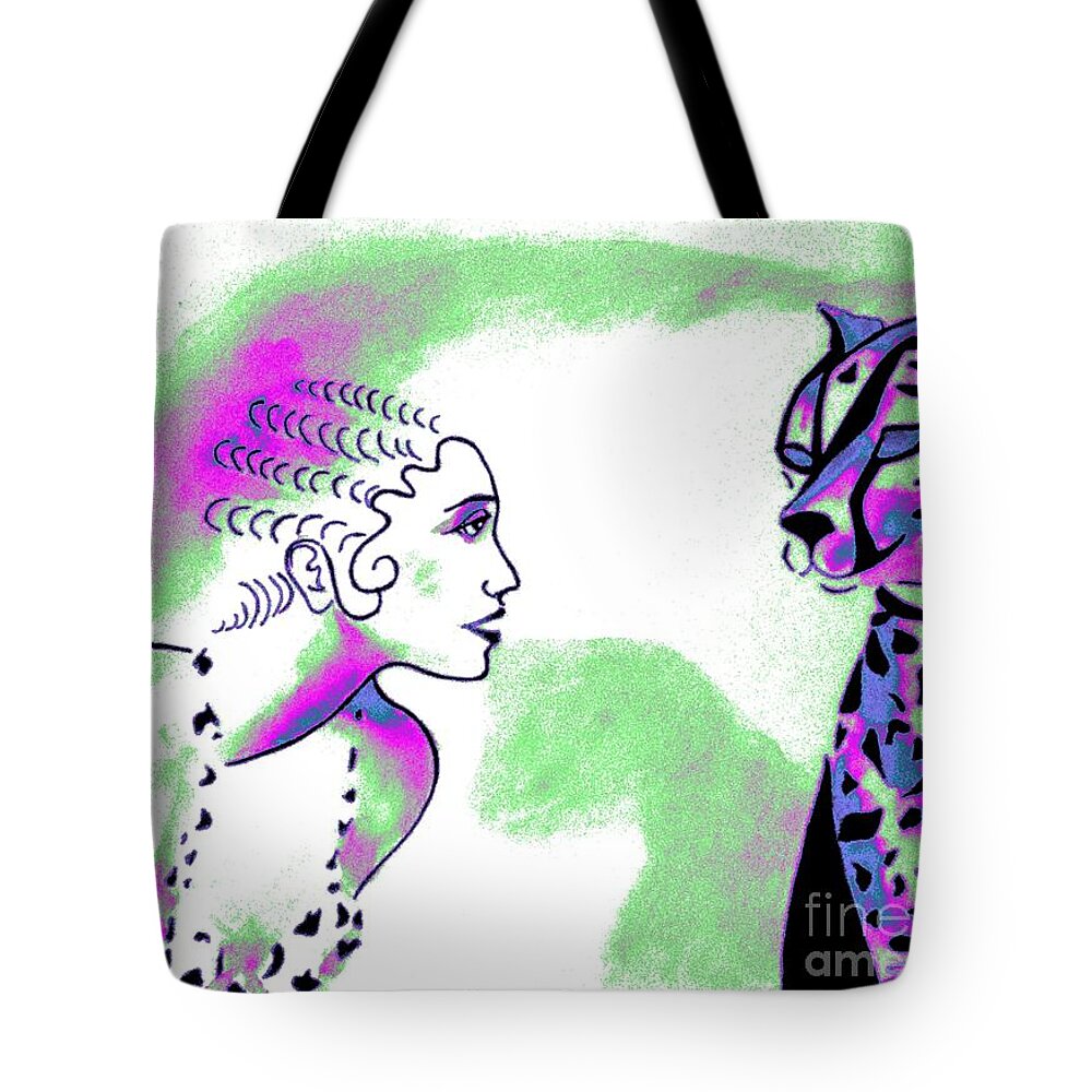 Josephine Baker Tote Bag featuring the painting Cat Eyes -- Multi-Color 1 by Jayne Somogy