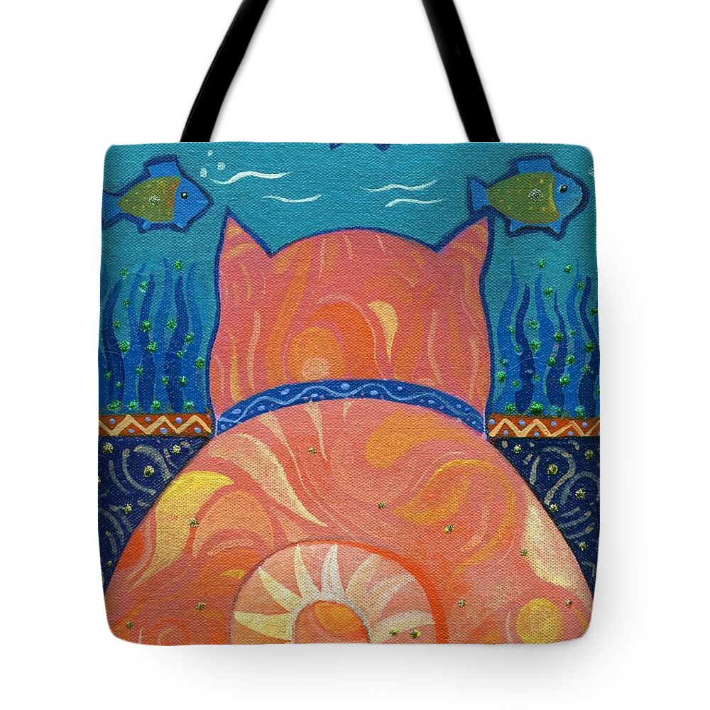 Cat Tote Bag featuring the painting Cat Tales by Helena Tiainen