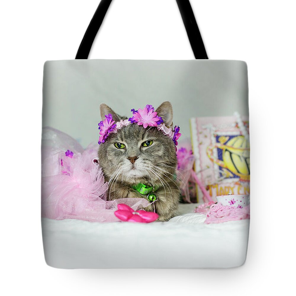 Cat Tote Bag featuring the photograph Cat Tea Party by Tammy Ray