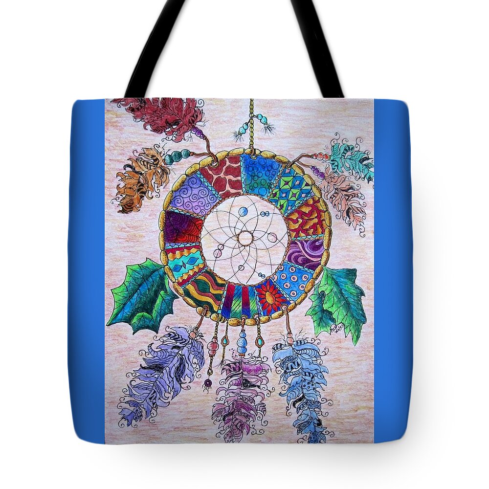 Dreamcatchers Tote Bag featuring the drawing Catcher of Dreams by Megan Walsh