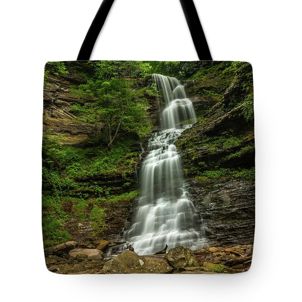Cathedral Falls Tote Bag featuring the photograph Cathedral Falls - West Virginia Waterfall by Chris Berrier