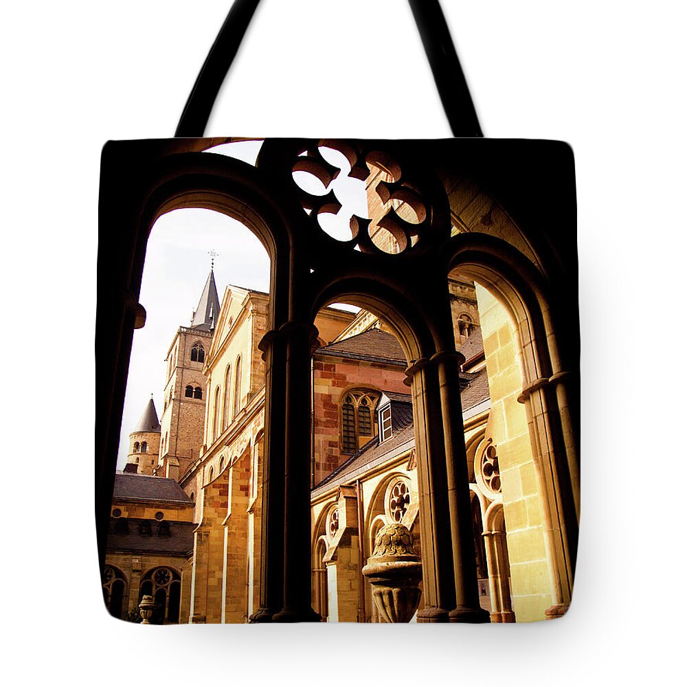 Architecture Tote Bag featuring the photograph Cathedral of Trier Window by Steven Myers