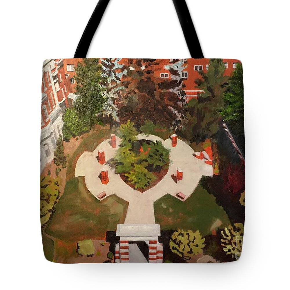 Cathedral Tote Bag featuring the painting Cathedral Prayer Garden by Austin Burke