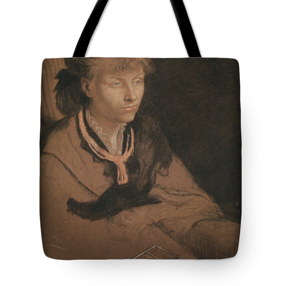 Ford Madox Brown Tote Bag featuring the painting Catherine Madox Brown by MotionAge Designs