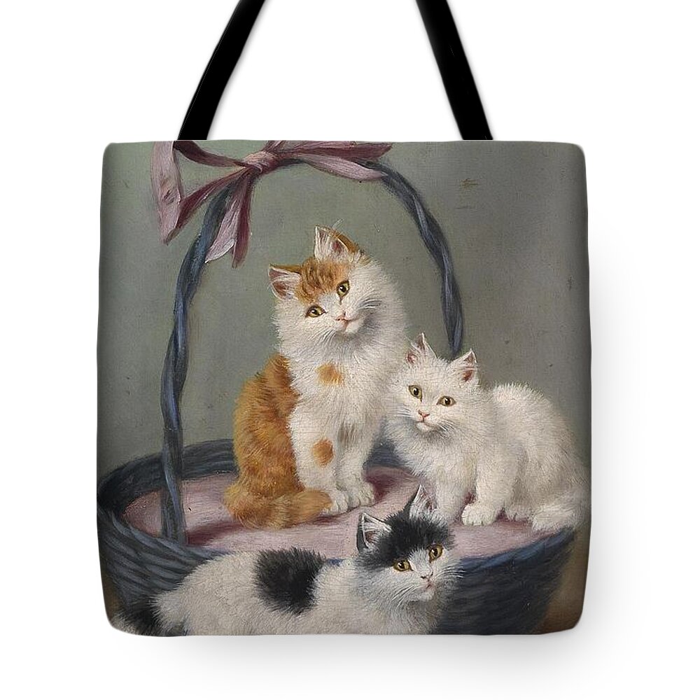 Sophie Sperlich Tote Bag featuring the painting Cats in the basket by MotionAge Designs