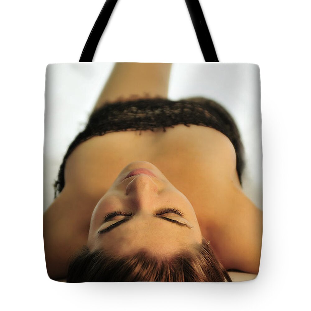 Boudoir Photographs Tote Bag featuring the photograph Caught up in net by Robert WK Clark