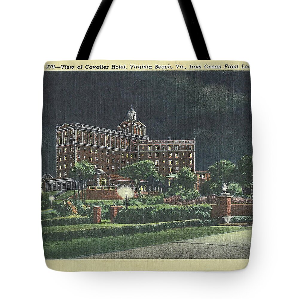 Photoshop Tote Bag featuring the digital art Cavalier Hotel Virginia Beach, Virginia 1940's by Melissa Messick