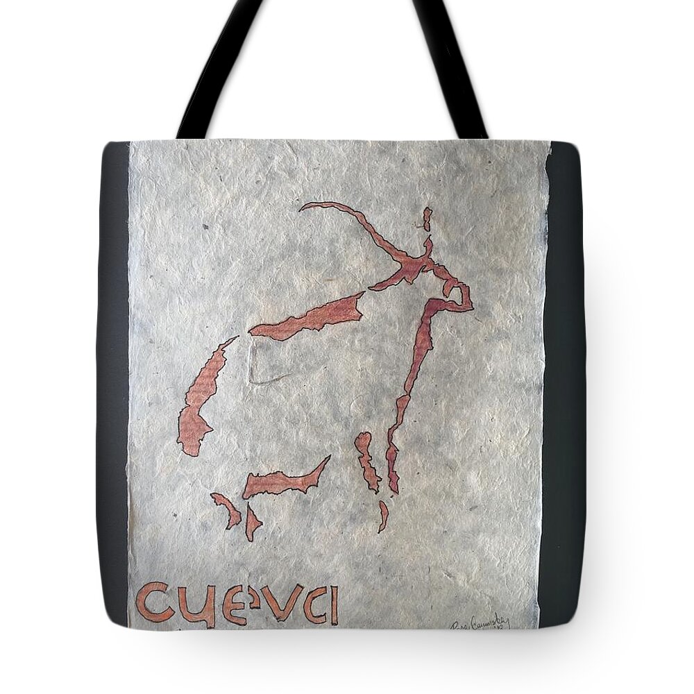 Cave Of Nerja Tote Bag featuring the drawing Cave at Nerja by Roger Cummiskey