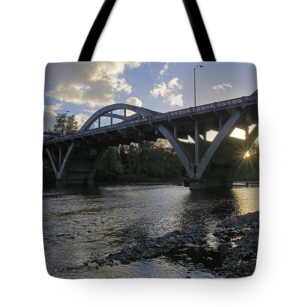 Caveman Bridge Tote Bag featuring the photograph Caveman Bridge at Sunset by Mick Anderson