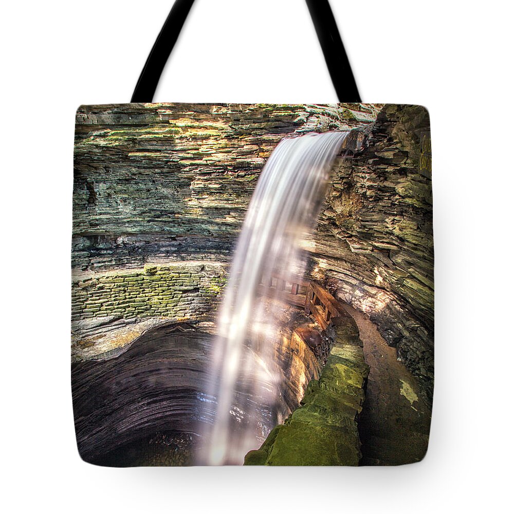 Waterfalls Tote Bag featuring the photograph Cavern Cascade by Rod Best