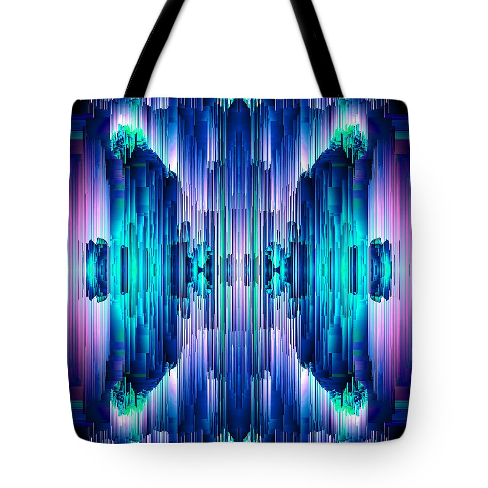 Glitch Tote Bag featuring the digital art Cavernous Glitch - Pixel Art by Jennifer Walsh