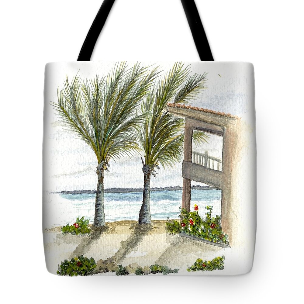 Vacation Tote Bag featuring the digital art Cayman hotel by Darren Cannell