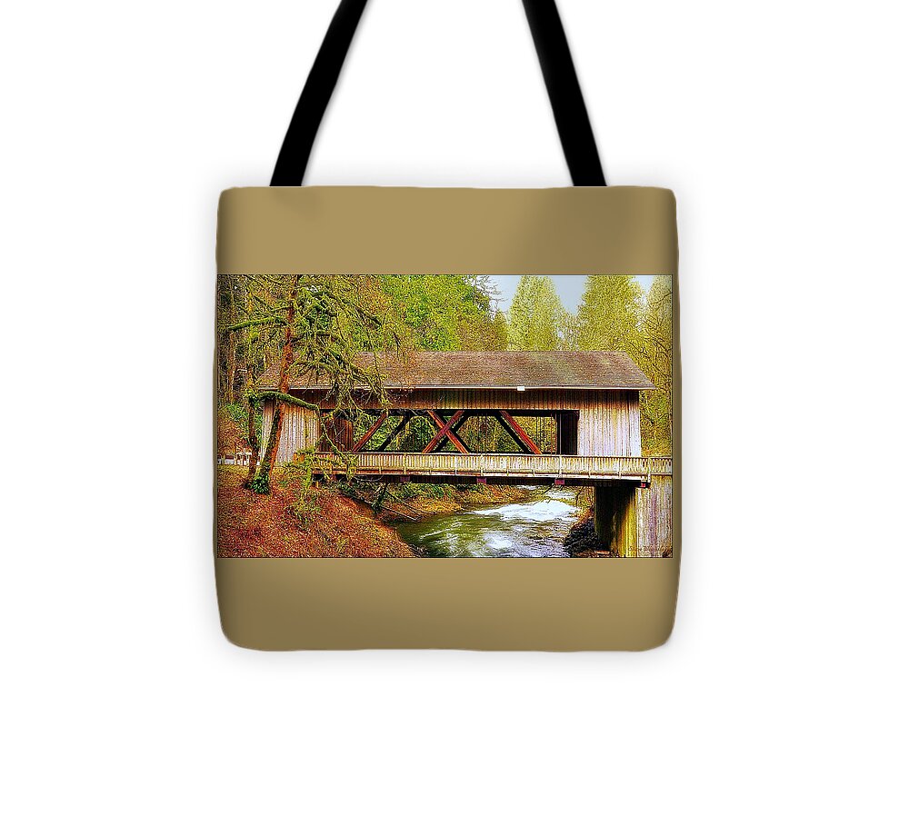 Washington Tote Bag featuring the photograph Cedar Creek Grist Mill Covered Bridge by Steve Warnstaff