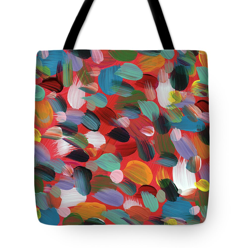 Abstract Tote Bag featuring the painting Celebration Day- Art by Linda Woods by Linda Woods