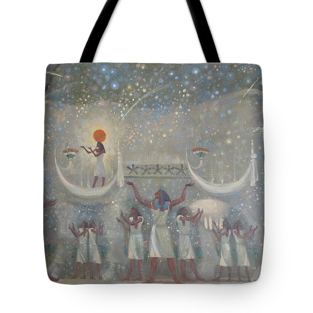 Egypt Tote Bag featuring the painting Celestial Cow by Valentina Kondrashova