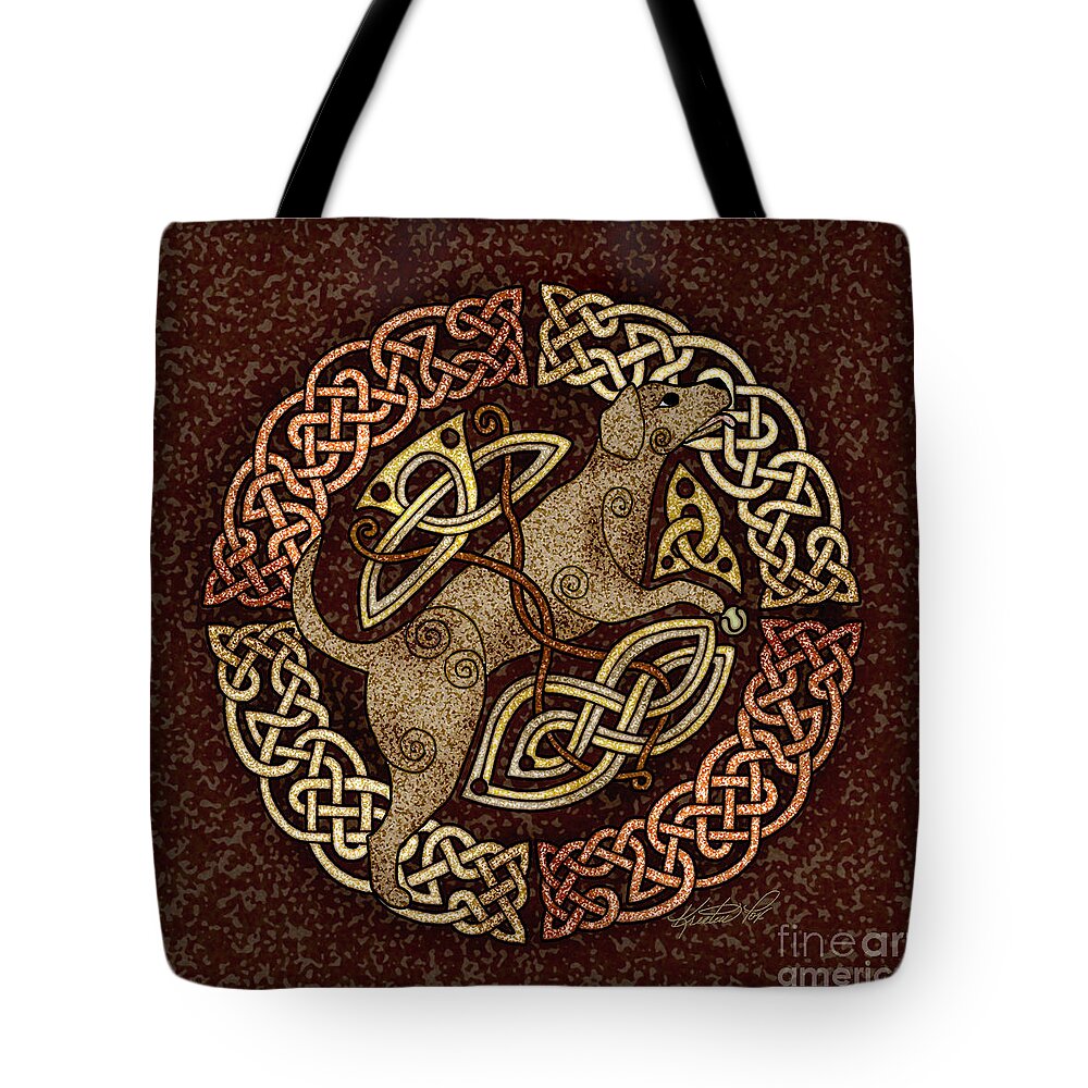 Artoffoxvox Tote Bag featuring the mixed media Celtic Dog by Kristen Fox