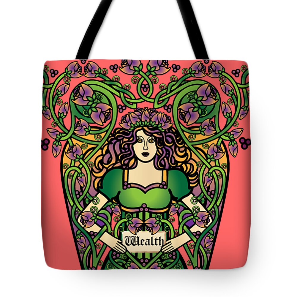 Celtic Art Tote Bag featuring the digital art Celtic Forest Fairy - Wealth by Celtic Artist Angela Dawn MacKay