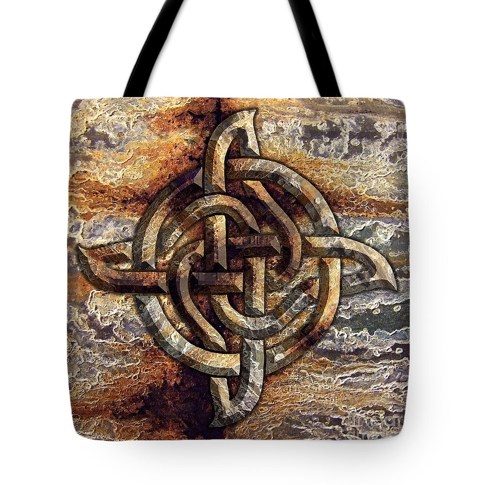 Artoffoxvox Tote Bag featuring the mixed media Celtic Rock Knot by Kristen Fox