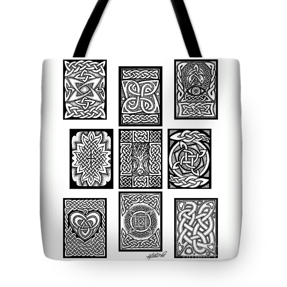 Artoffoxvox Tote Bag featuring the drawing Celtic Tarot Spread by Kristen Fox