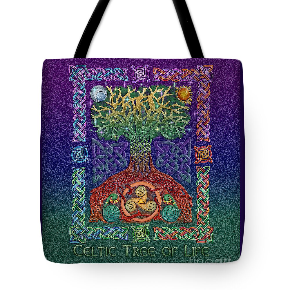 Artoffoxvox Tote Bag featuring the mixed media Celtic Tree of Life by Kristen Fox