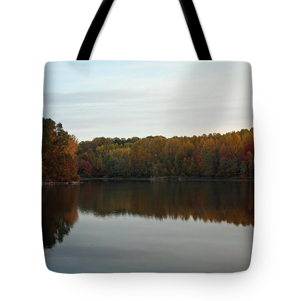 Centennial Tote Bag featuring the photograph Centennial Lake Autumn - Beautiful Autumn Morning by Ronald Reid
