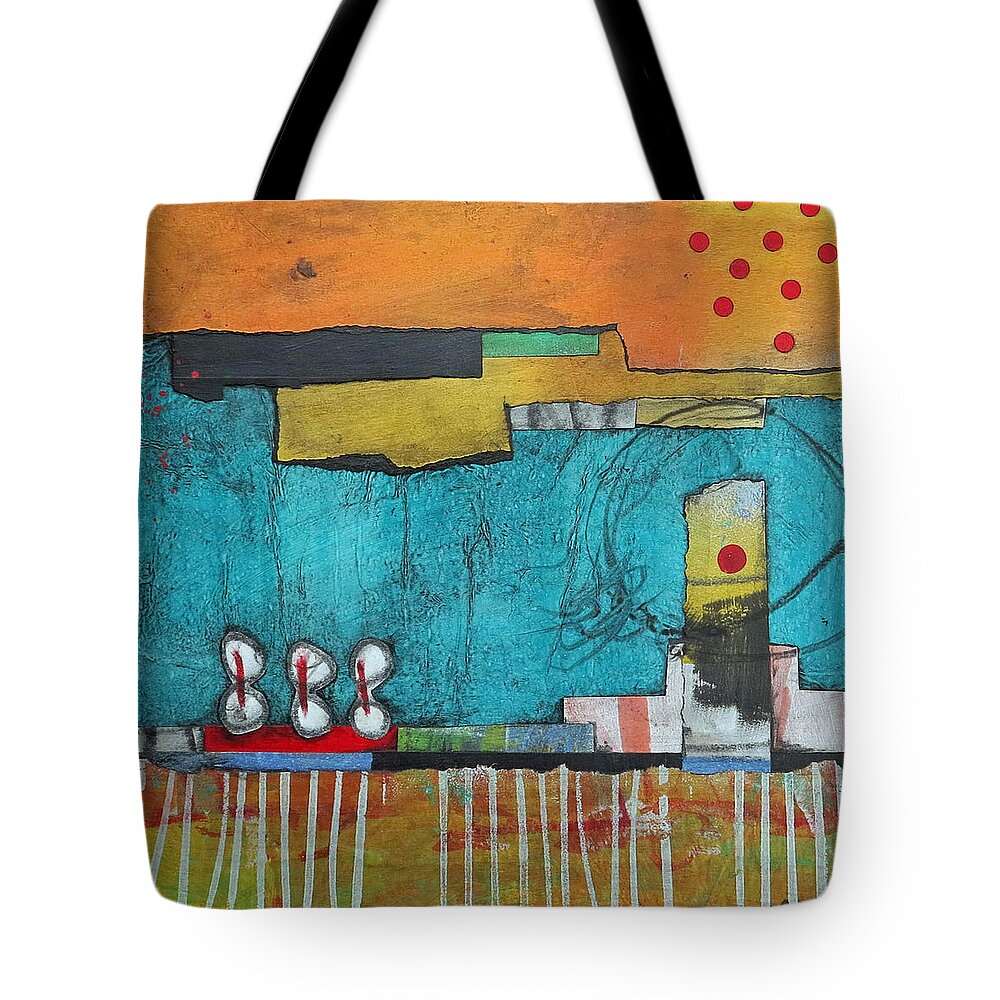 Collage Tote Bag featuring the mixed media Center Stage by Laura Lein-Svencner
