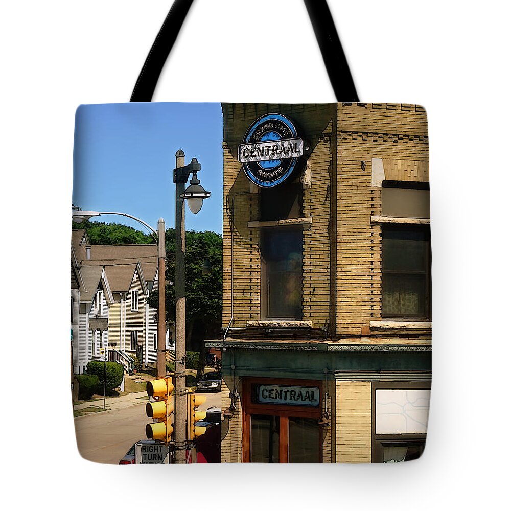 Centraal Tote Bag featuring the digital art Centraal on Kinnickinnic by David Blank