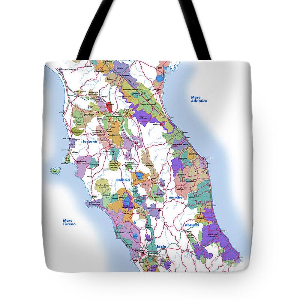 Moore Brothers Wine Company Tote Bag featuring the digital art Central Italy by Moore Brothers Wine Company