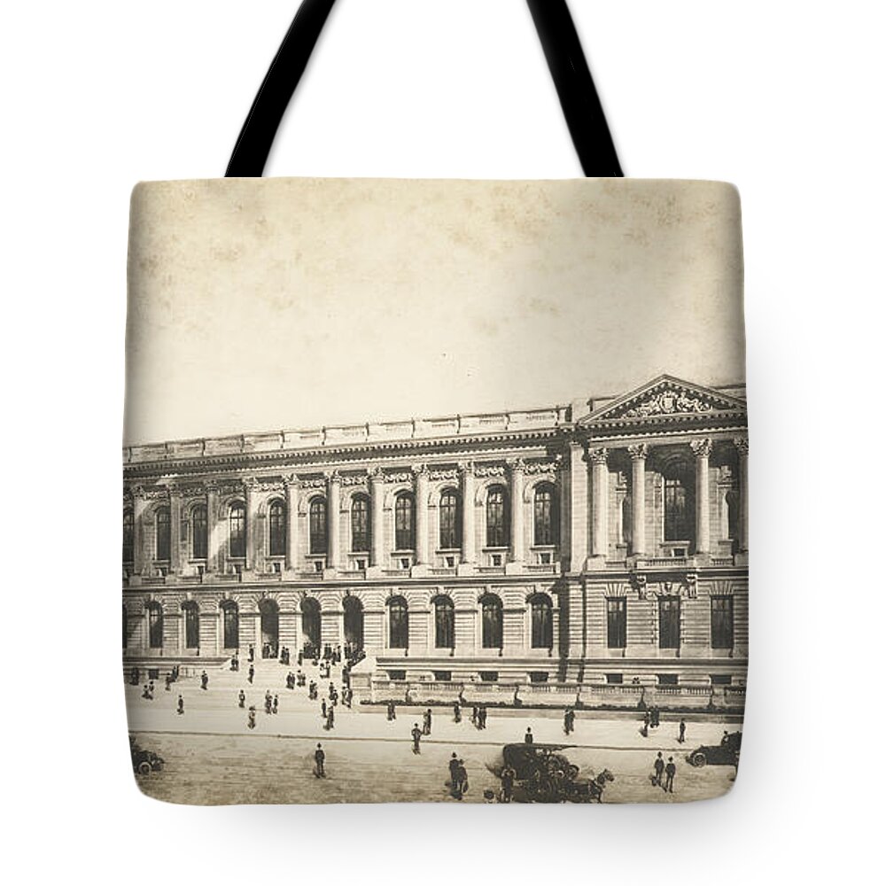 Guerin Tote Bag featuring the drawing Central Library of the Free Library of Philadelphia by Jules Guerin