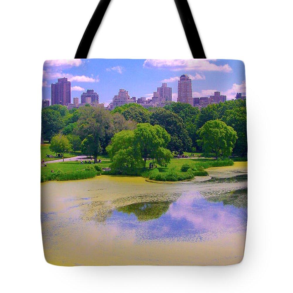 City Usa Prints Tote Bag featuring the photograph Central Park and Lake, Manhattan NY by Monique Wegmueller