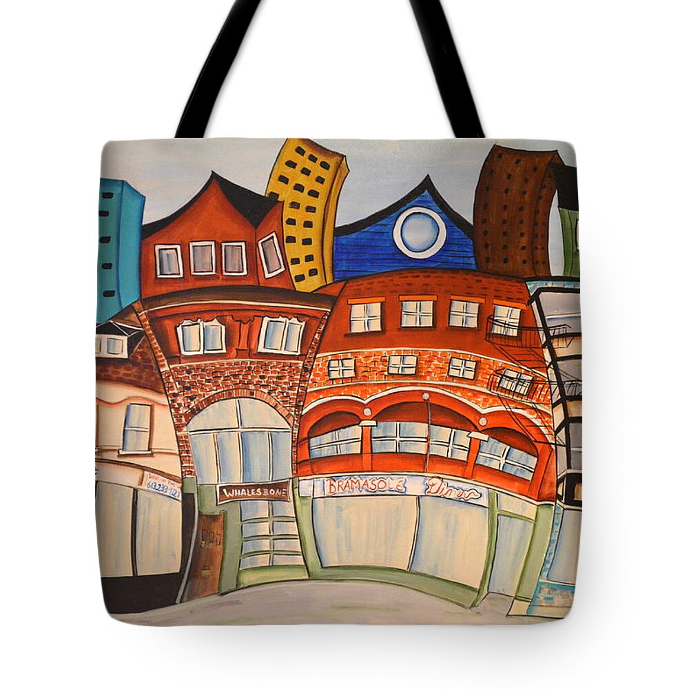 Abstract Tote Bag featuring the painting Centre Town by Heather Lovat-Fraser
