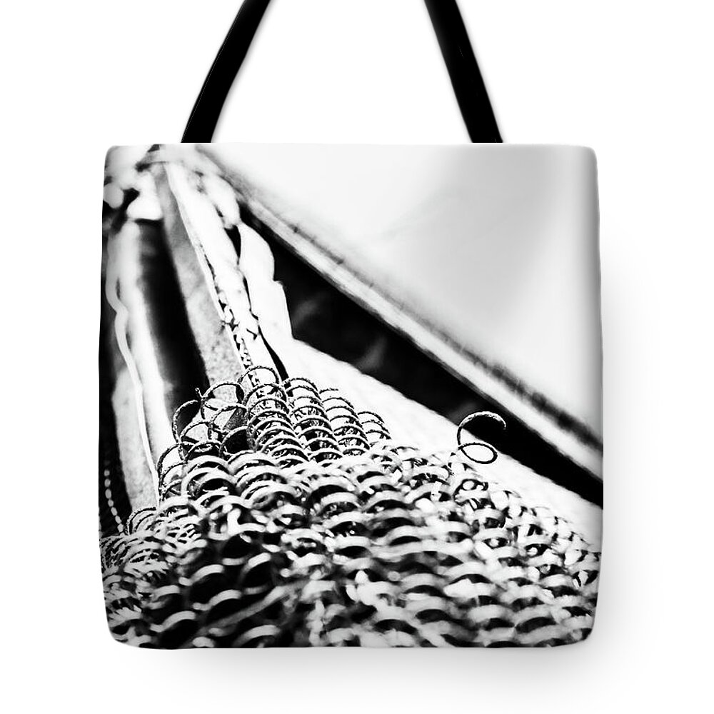 Mesh Tote Bag featuring the photograph Chain Link Fence Abstract by John Williams