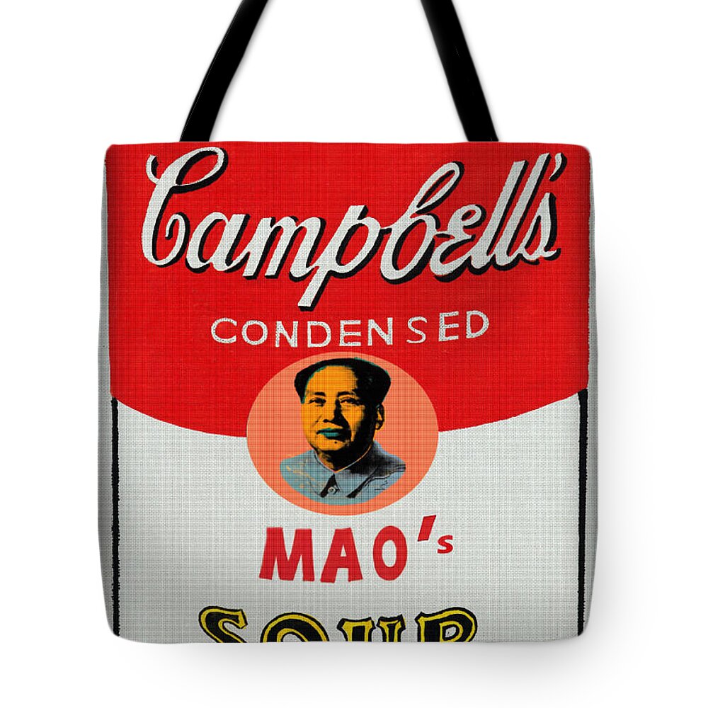 Campbell's Tote Bag featuring the mixed media Chairman Mao's Soup by Charlie Ross