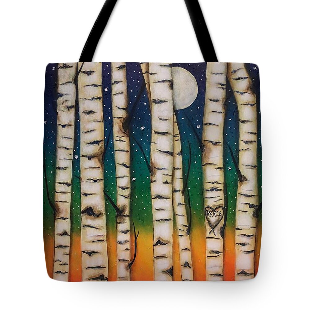 Chakras Tote Bag featuring the painting Chakra Rainbow Forest by Deborha Kerr