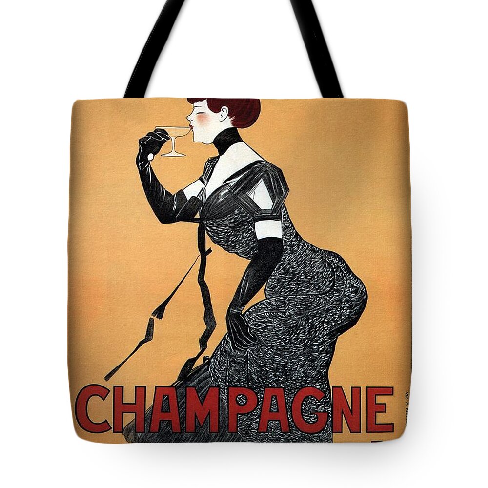 Champagne De Rochegre Tote Bag featuring the mixed media Champagne De Rochegre - Epernay, France - Vintage Advertising Poster by Studio Grafiikka