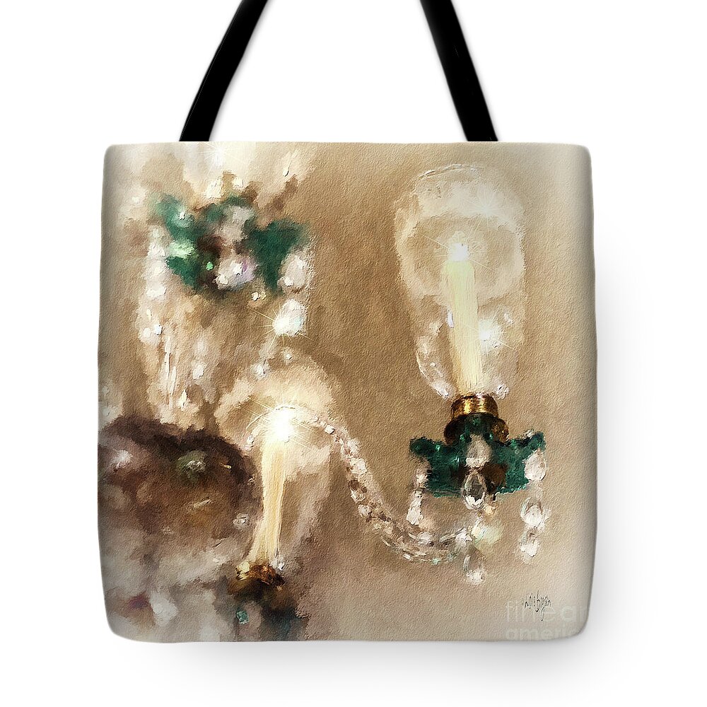 Chandelier Tote Bag featuring the digital art Chandelier At Winterthur by Lois Bryan