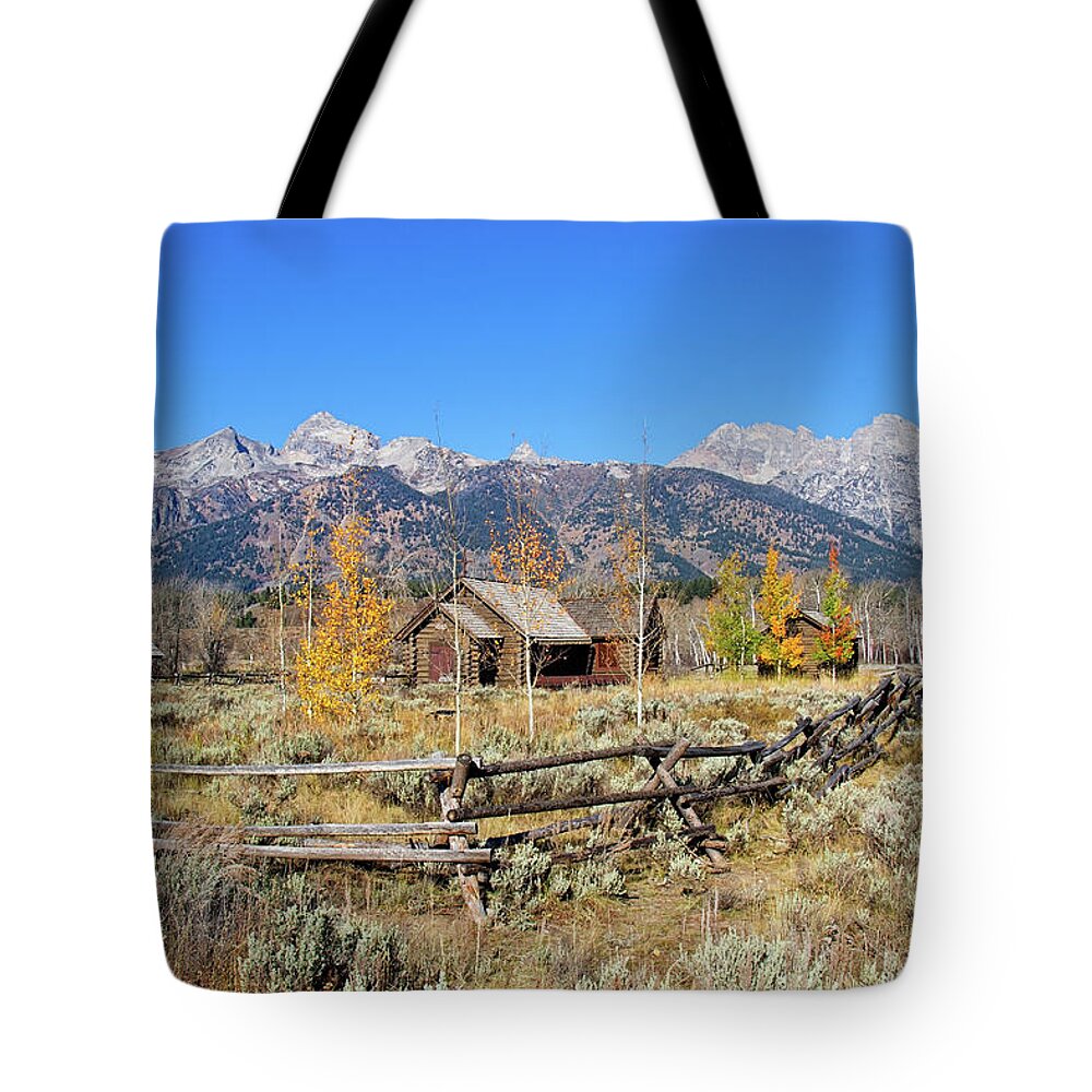 Tetons Tote Bag featuring the photograph Chapel view by Shirley Mitchell