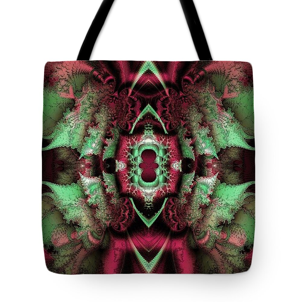 Chapter 3 / Pink Tote Bag featuring the digital art Chapter 3 / pink green ink outlined / detail by Elizabeth McTaggart