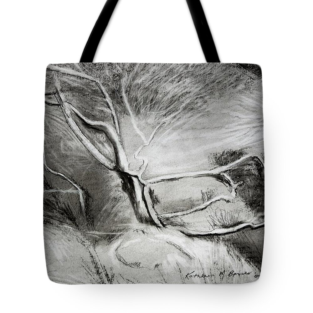  Tote Bag featuring the painting Charcoal Tree by Kathleen Barnes