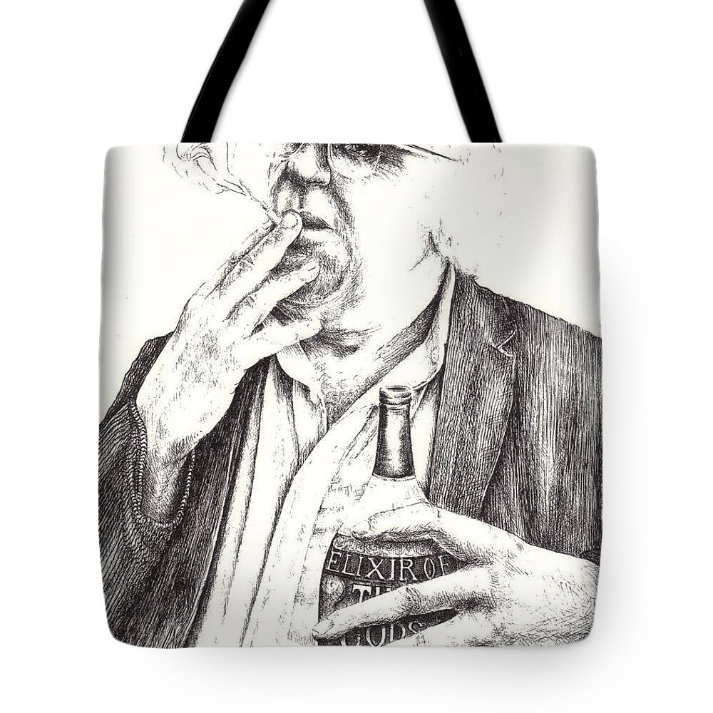 American Poet Tote Bag featuring the drawing Charles Olson by James Oliver