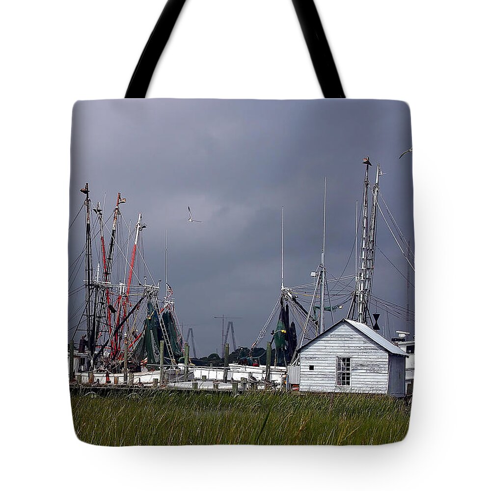 Charleston Shrimp Boat Tote Bag featuring the photograph Charleston Shrimp Boat by Ken Barrett