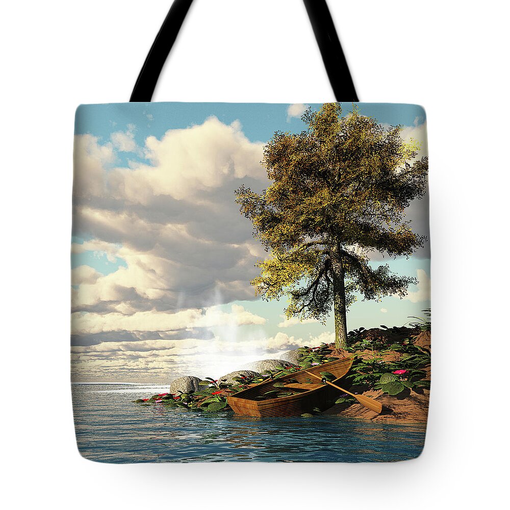Charming Ocean Spray Tote Bag featuring the digital art Charming Ocean Spray Sceane by John Junek