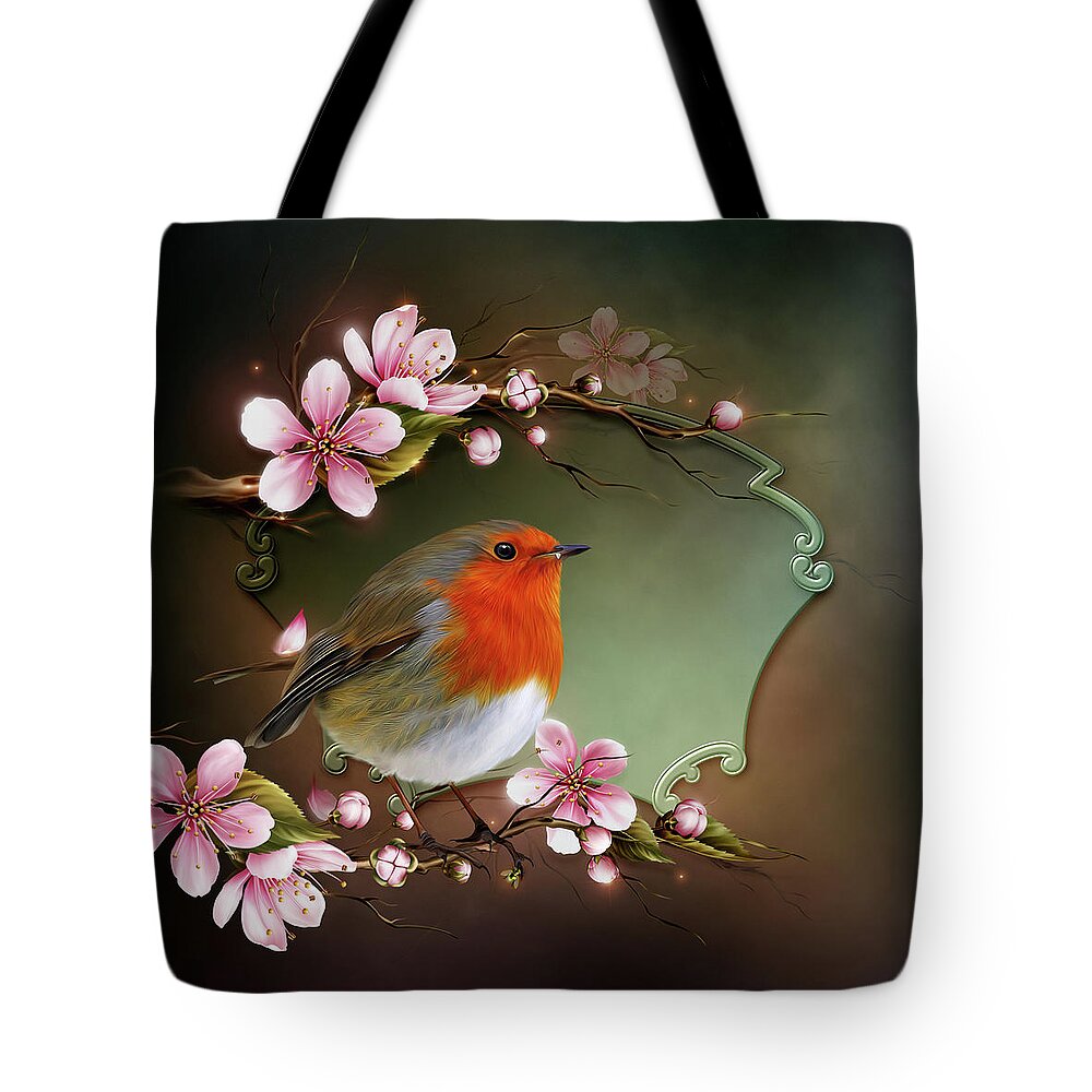 Charming Robin Tote Bag featuring the digital art Charming Robin by John Junek
