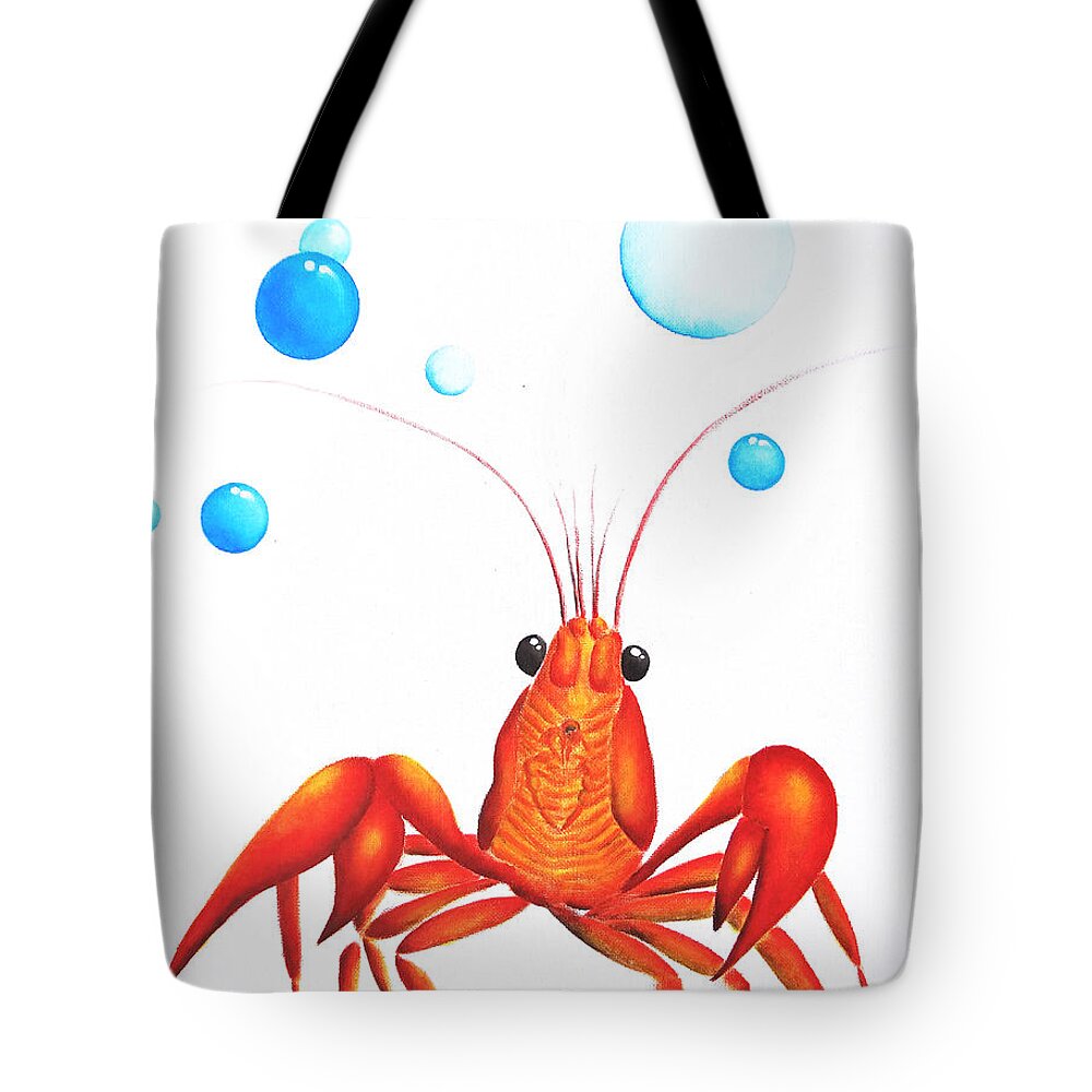 Lobster Tote Bag featuring the painting Chasing Dreams by Oiyee At Oystudio