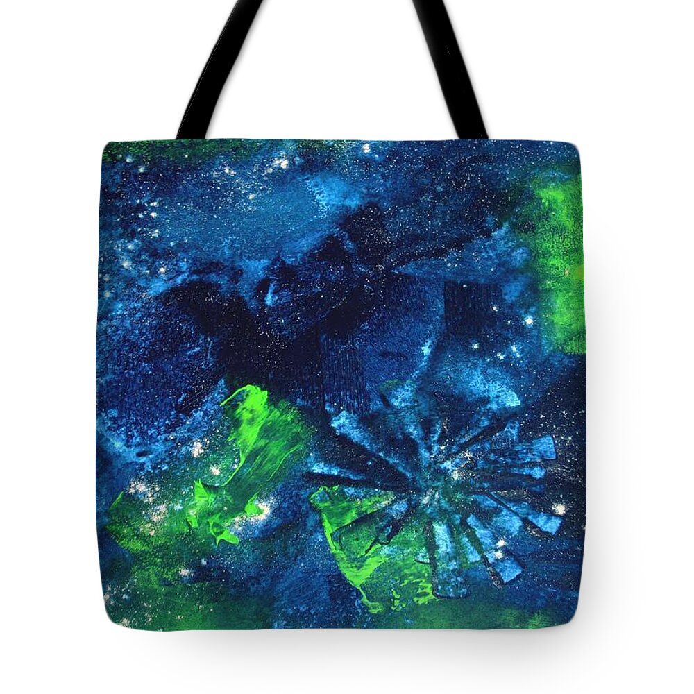 Abstract Tote Bag featuring the painting Chasing the Night by Louise Adams
