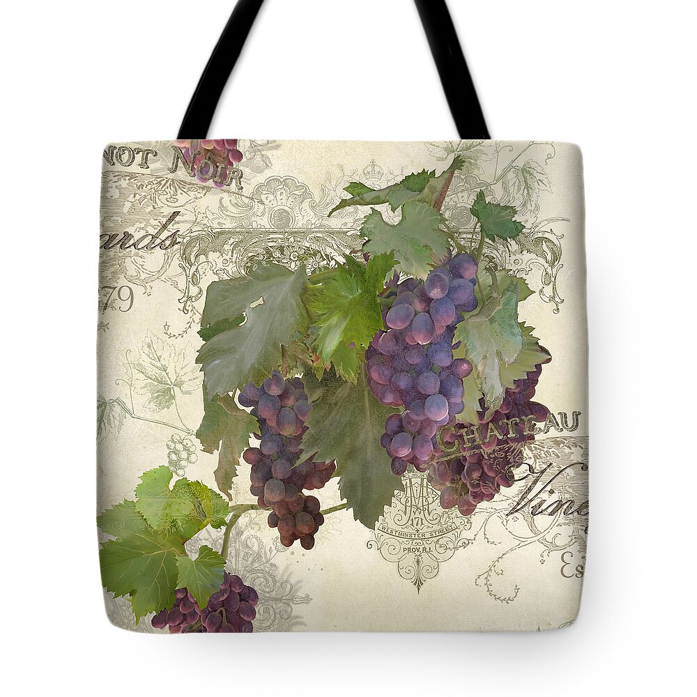 Pinot Noir Tote Bag featuring the tapestry - textile Chateau Pinot Noir Vineyards - Vintage Style by Audrey Jeanne Roberts