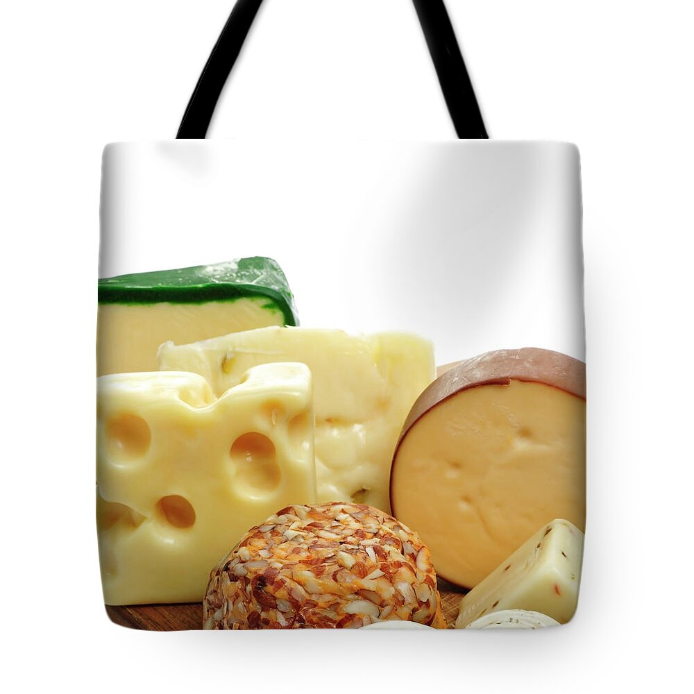 Cheese Tote Bag featuring the photograph Cheese Slices by Svetlana Foote
