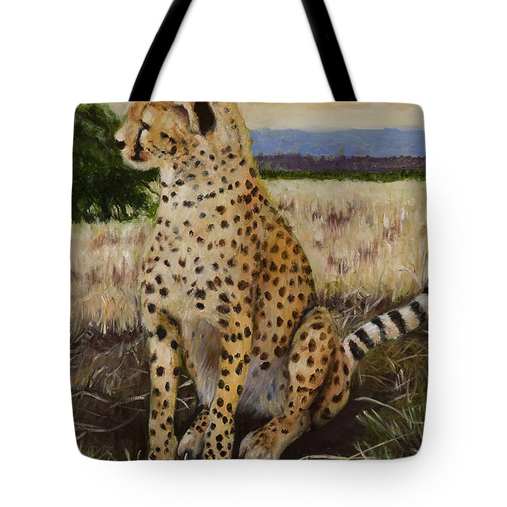 Wildlife Tote Bag featuring the painting Cheetah by Gloria Smith